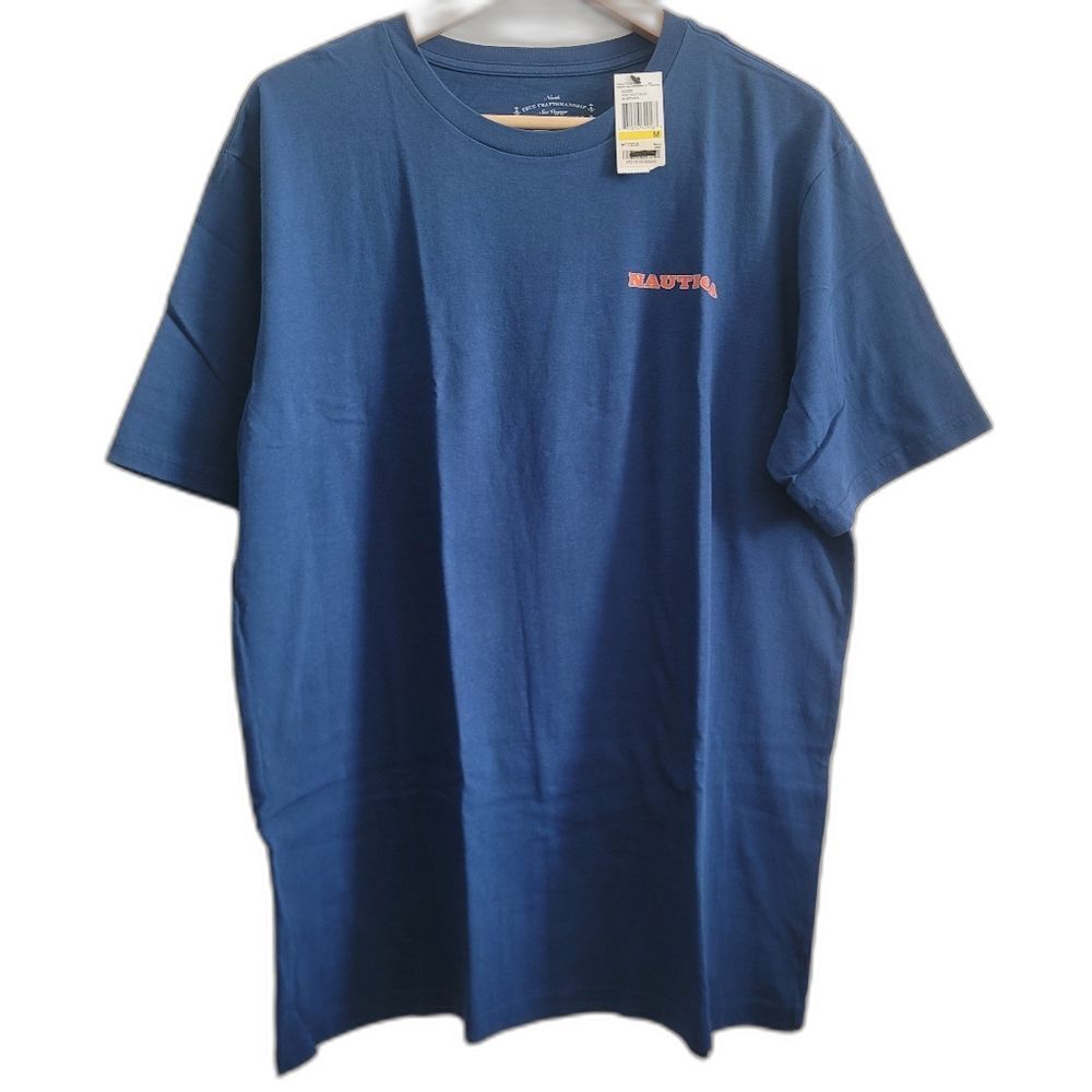 Nautica Mens Size M Short Sleeve Blue T-Shirt Tee Cotton Crewneck